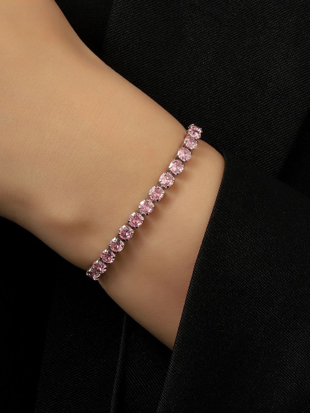 

SALTY Aeri Silver-Plated Stone-Studded Tennis Wraparound Bracelet