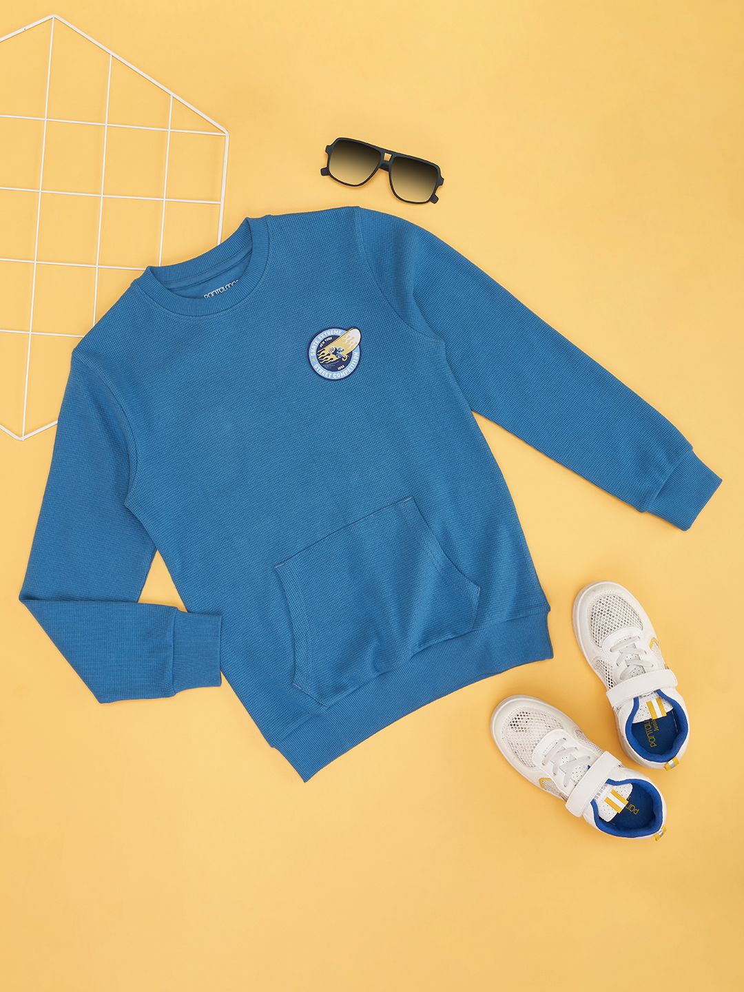 

Pantaloons Junior Boys Solid Pure Cotton Sweatshirt, Blue