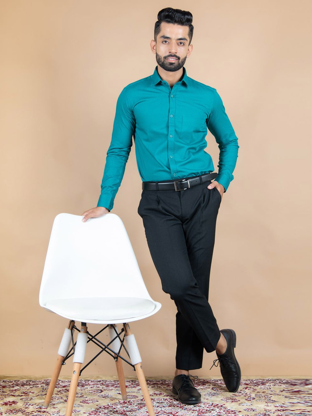 

Tistabene Men Standard Spread Collar Solid Cotton Formal Shirt, Green