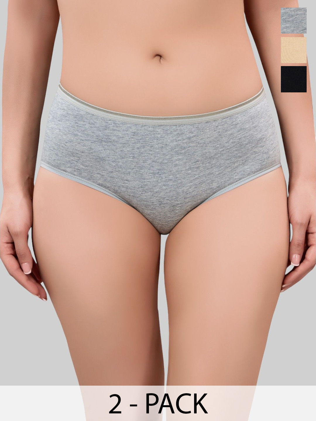 

PLUMBURY Solid Pack Of 3 Mid-Rise Hipster Briefs PLPANTY6011BL/BG/GRL, Black