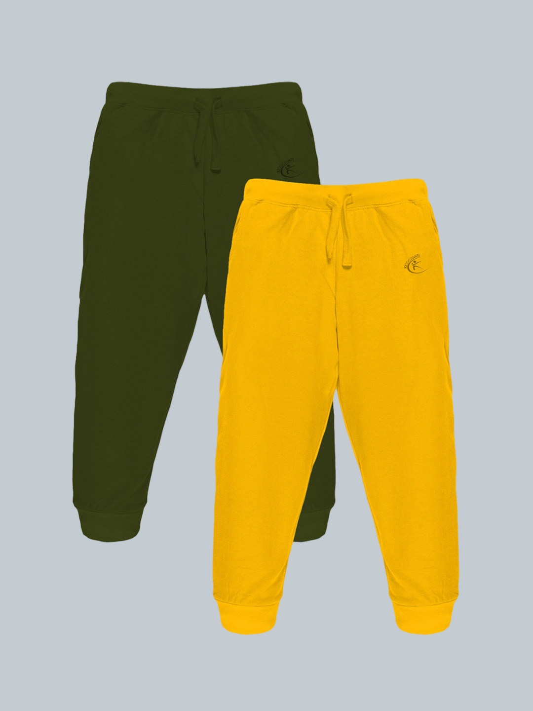 

KiddoPanti Kids Pack Of 2 Cotton Mid Rise Joggers, Green