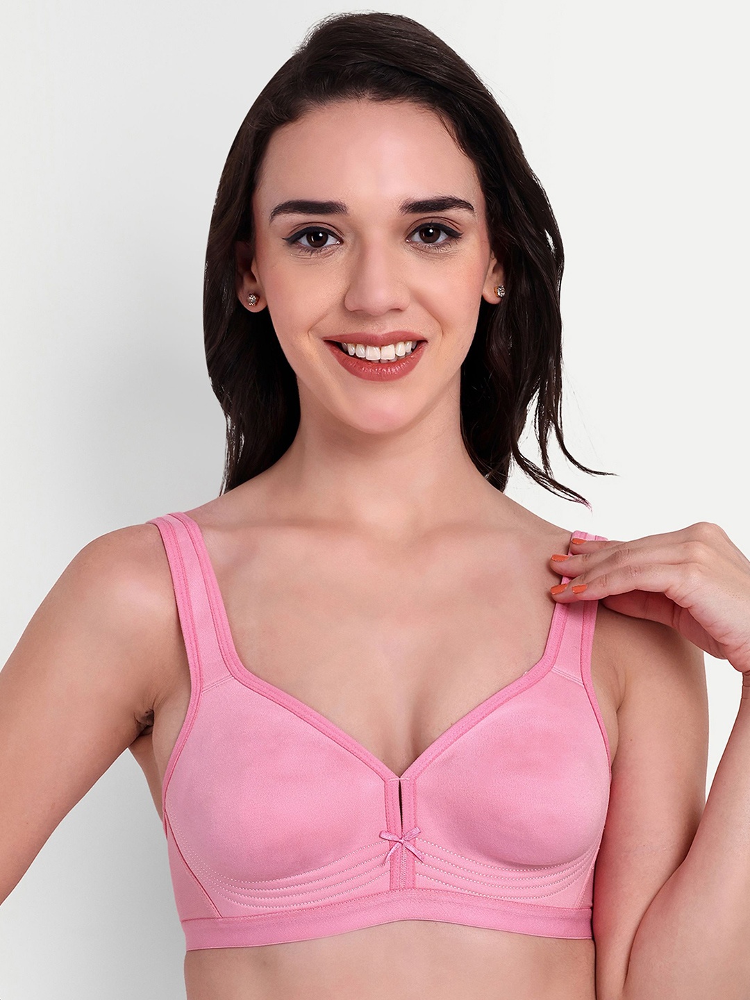 

Skin Beauty Women Solid Full Coverage Bra, Pink