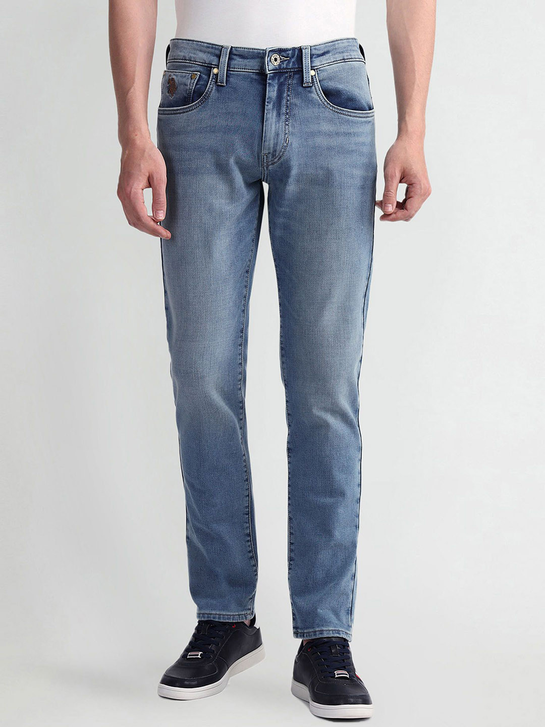 

U.S. Polo Assn. Men Prince Slim Fit Light Fade Stretchable Jeans, Blue