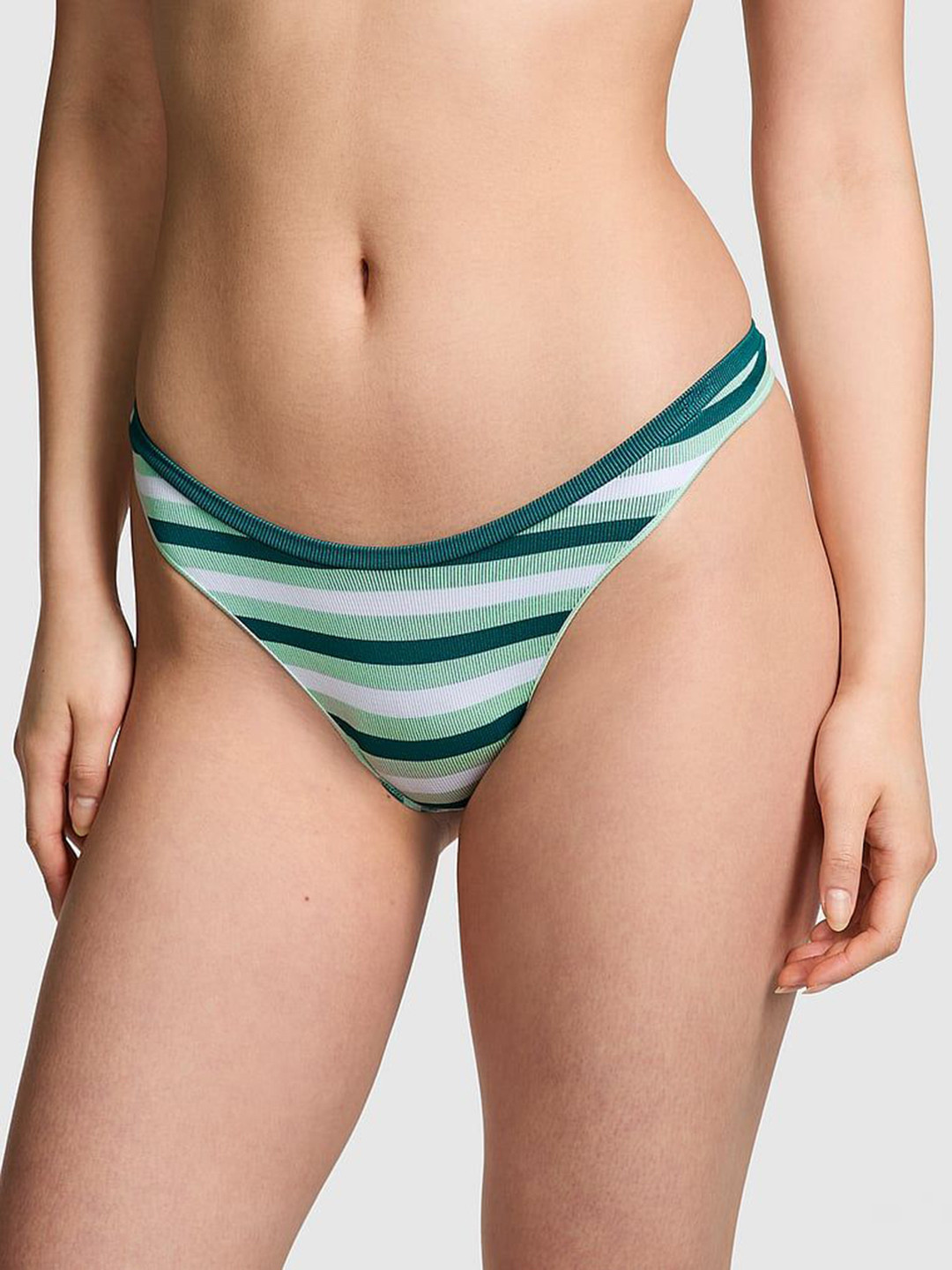 

Victoria's Secret Striped Thong Briefs 112507186D6Q, Green