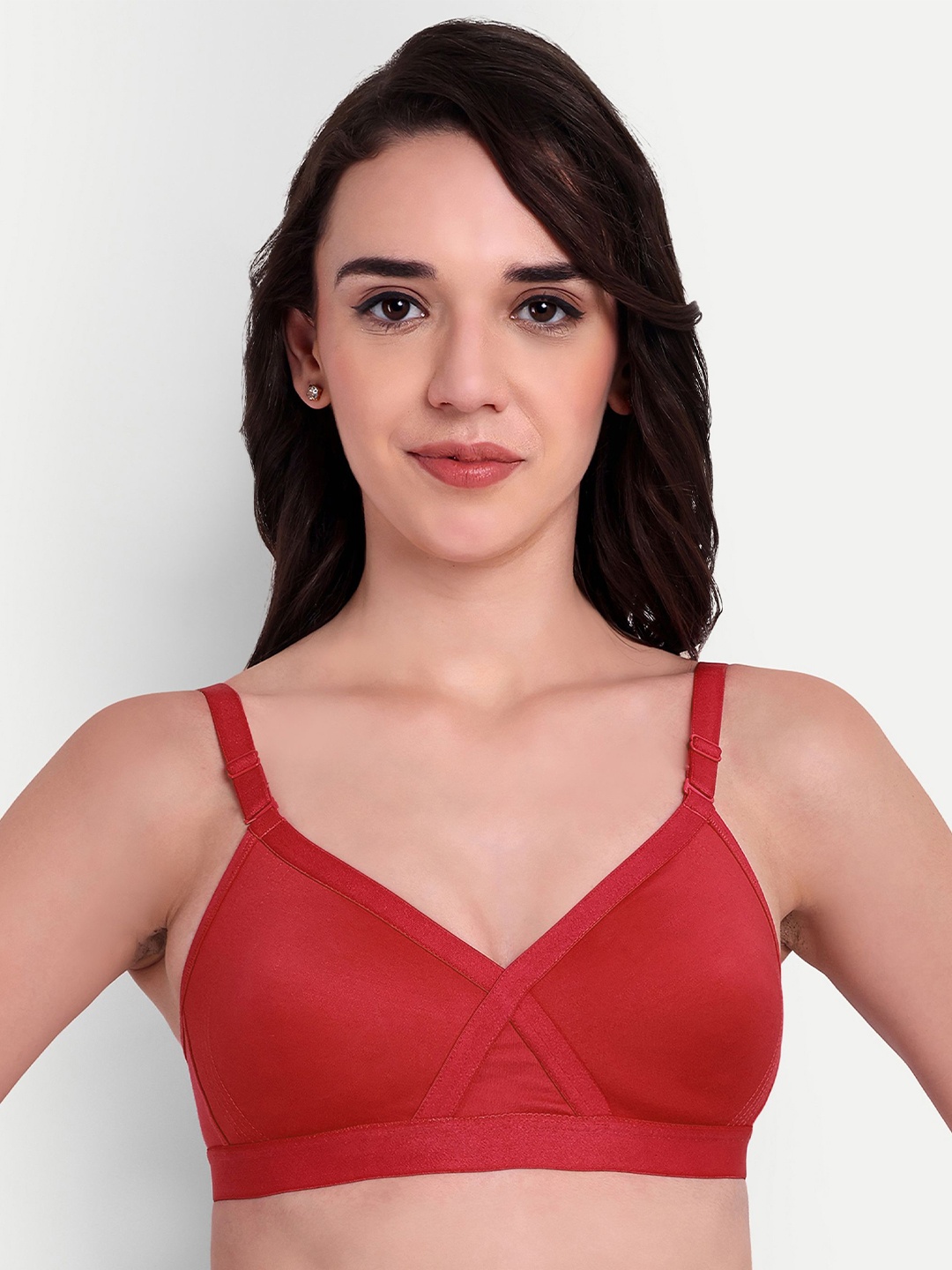 

Skin Beauty Women Solid Full Coverage Bra, Rose