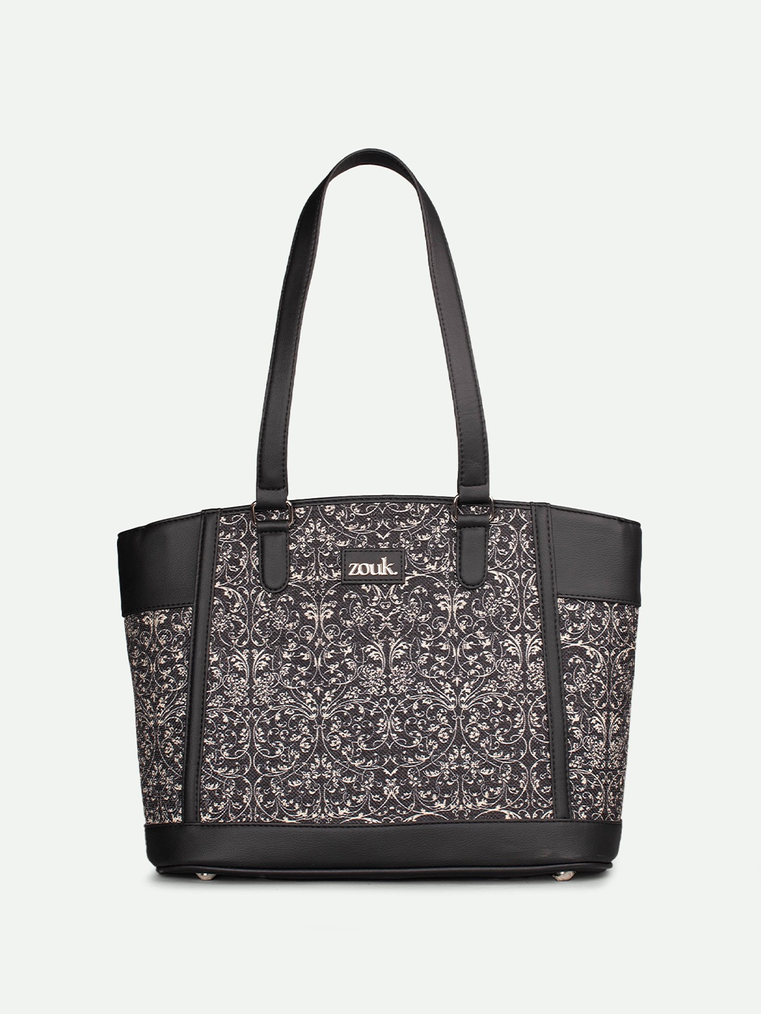 

ZOUK Printed Structured Tote Bag, Black