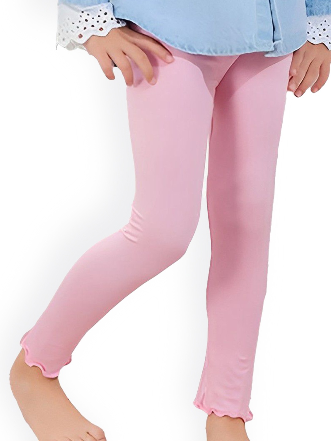 

SYGA Girls Solid Ankle-Length Leggings, Pink