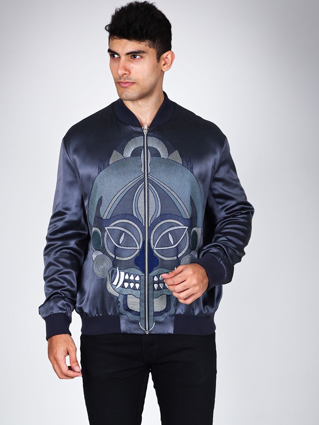 

Arya Giri Men Cotton Crop Sporty Jacket with Patchwork, Metallic