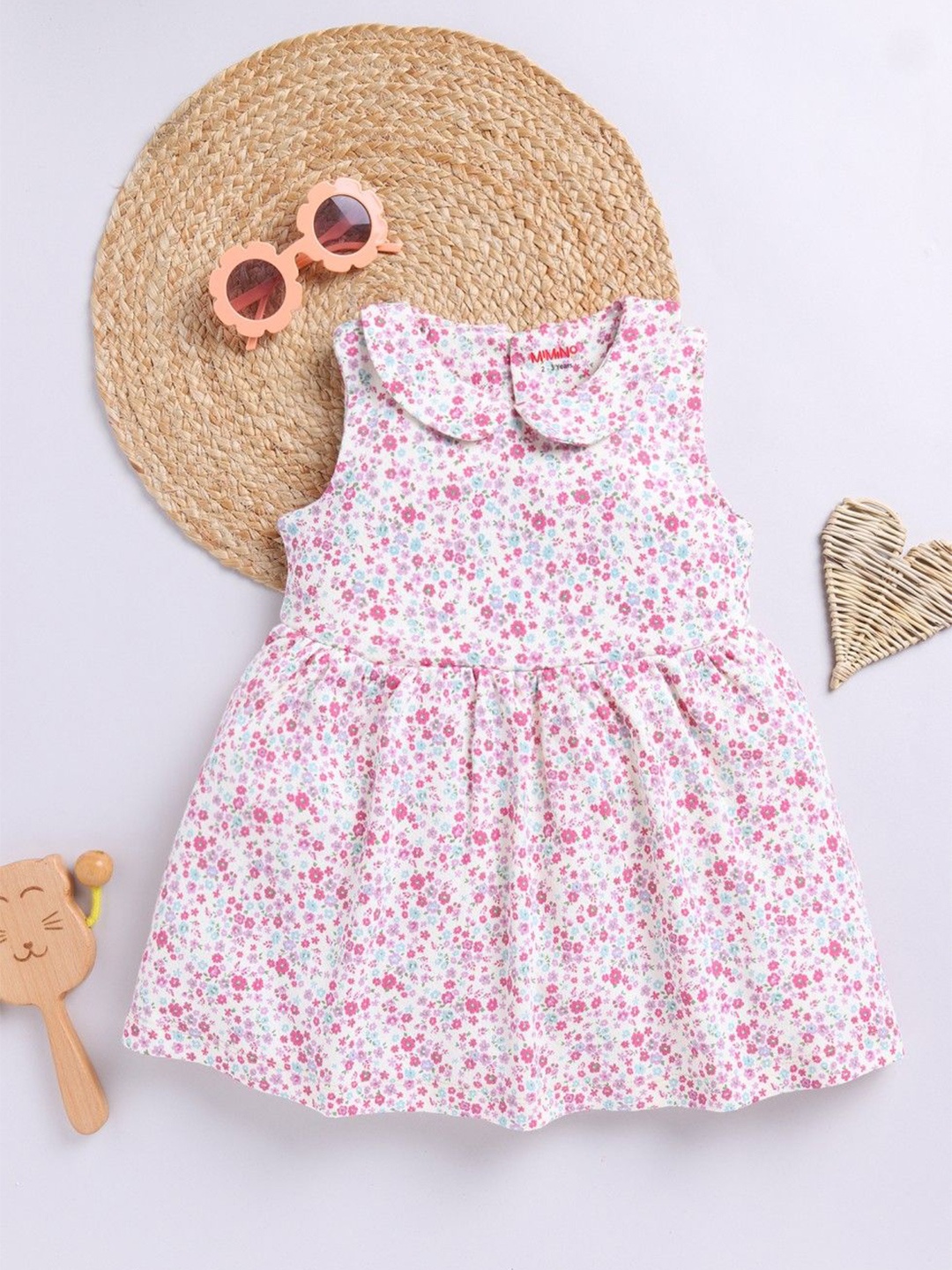 

MIMINO Kids-Girls Floral Print Fit & Flare Dress, Pink