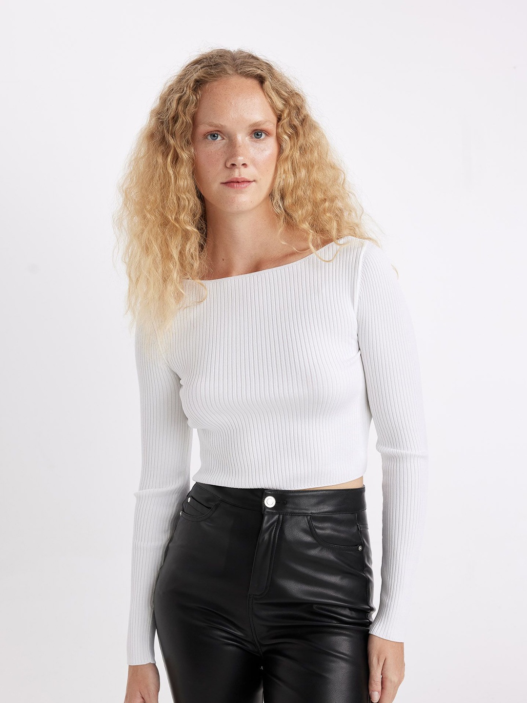 

DeFacto Women Striped Printed Pullover, White