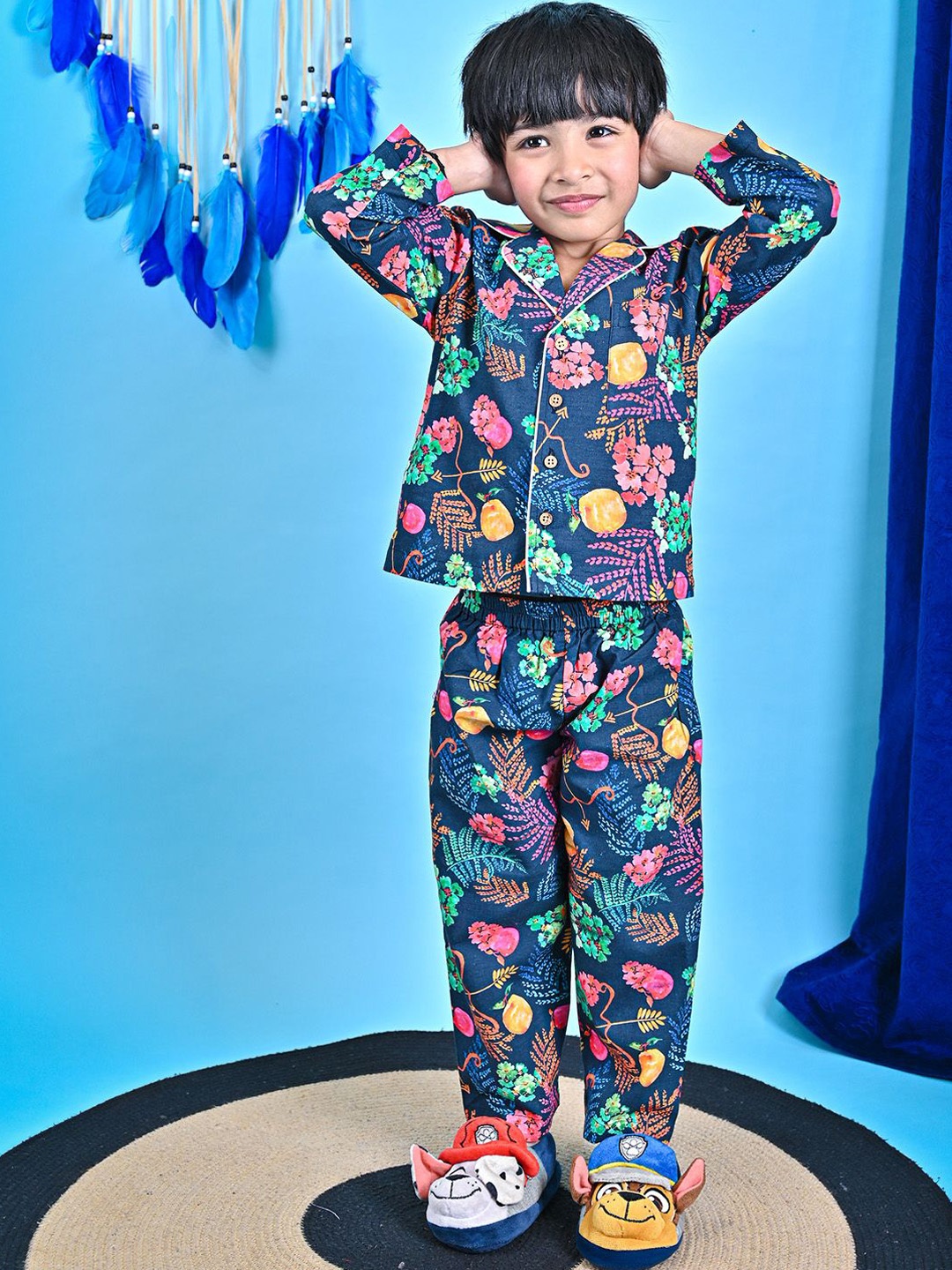 

MOOBA Boys Printed Night suit, Blue