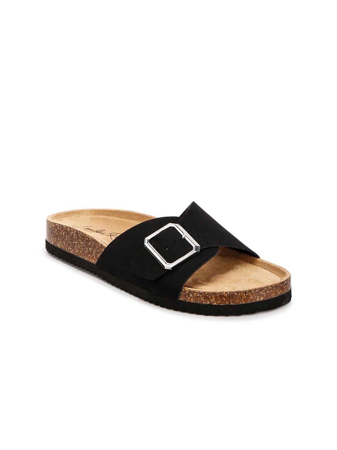 

London Rag Women Open Toe Flats with Buckles, Black