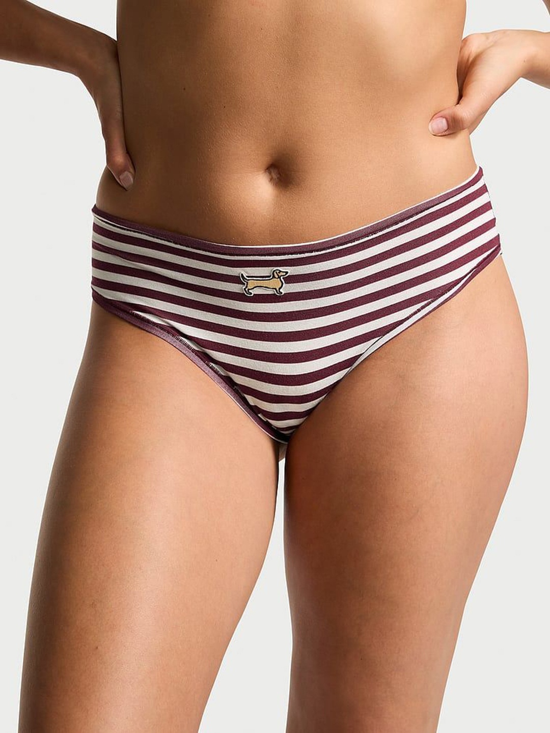 

Victoria's Secret Women Striped Low-Rise Basic Briefs, Pink