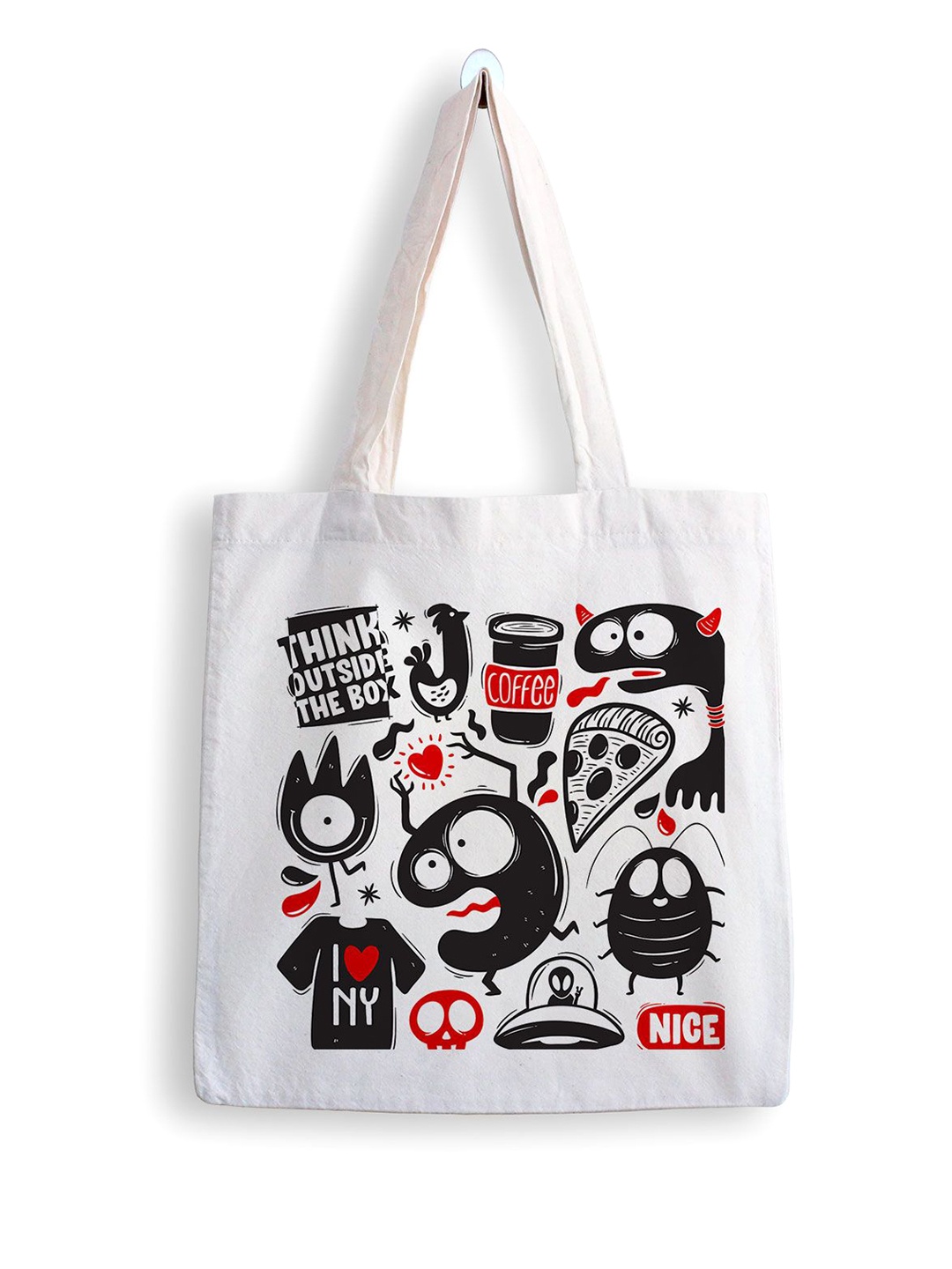 

ARTBUG Printed Shopper Tote Bag, White