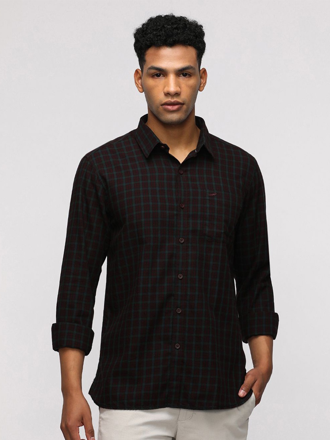 

Crocodile Comfort Fit Tartan Checked Pure Cotton Casual Shirt, Maroon