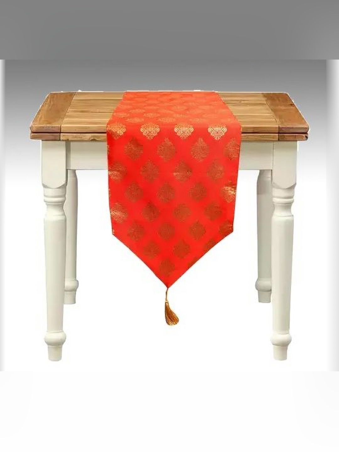 

Pink Parrot Orange & Gold-toned Ethnic Motifs Printed Table Runner