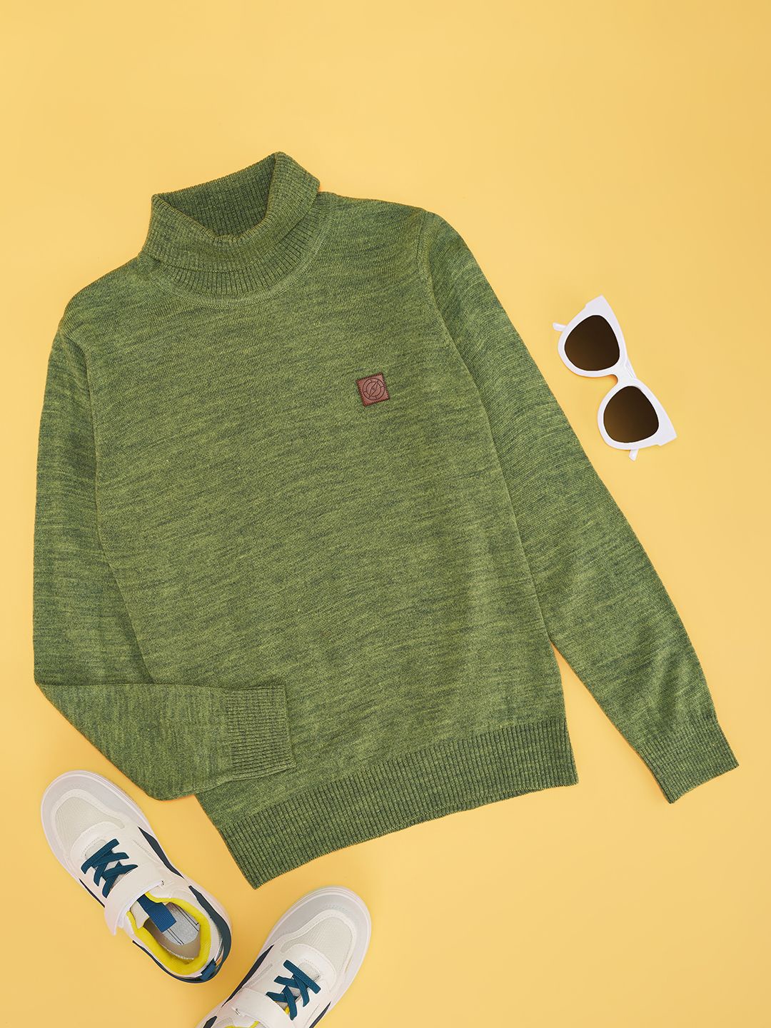

Pantaloons Junior Boys High Neck Solid Sweatshirt, Olive