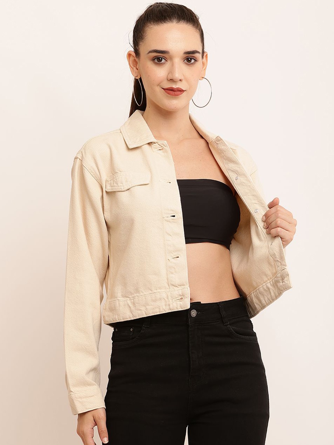 

NoBarr Women Open Front Jacket, Cream