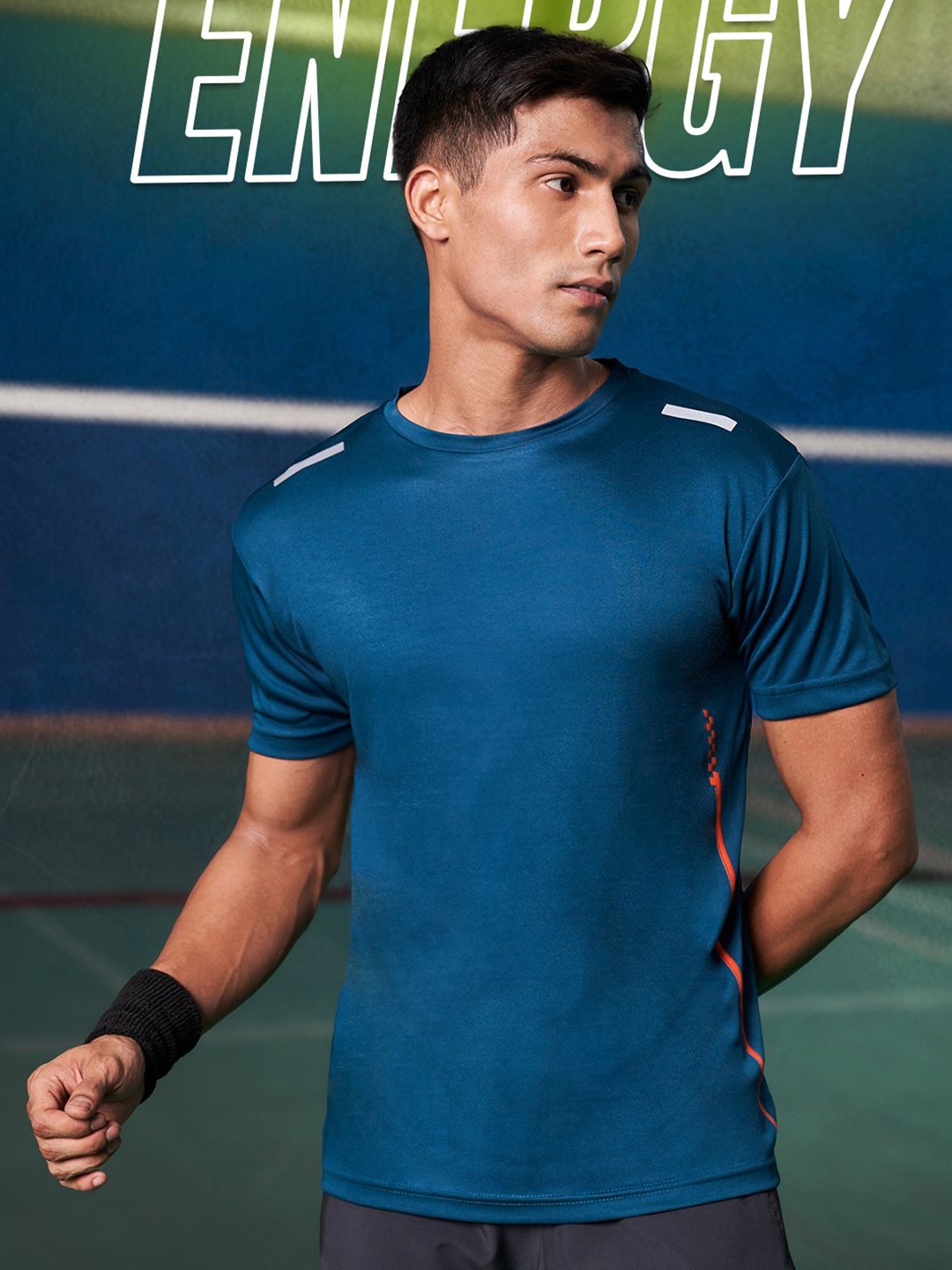 

Fit Monkey Men Dri-FIT Solid Round Neck T-Shirt, Blue