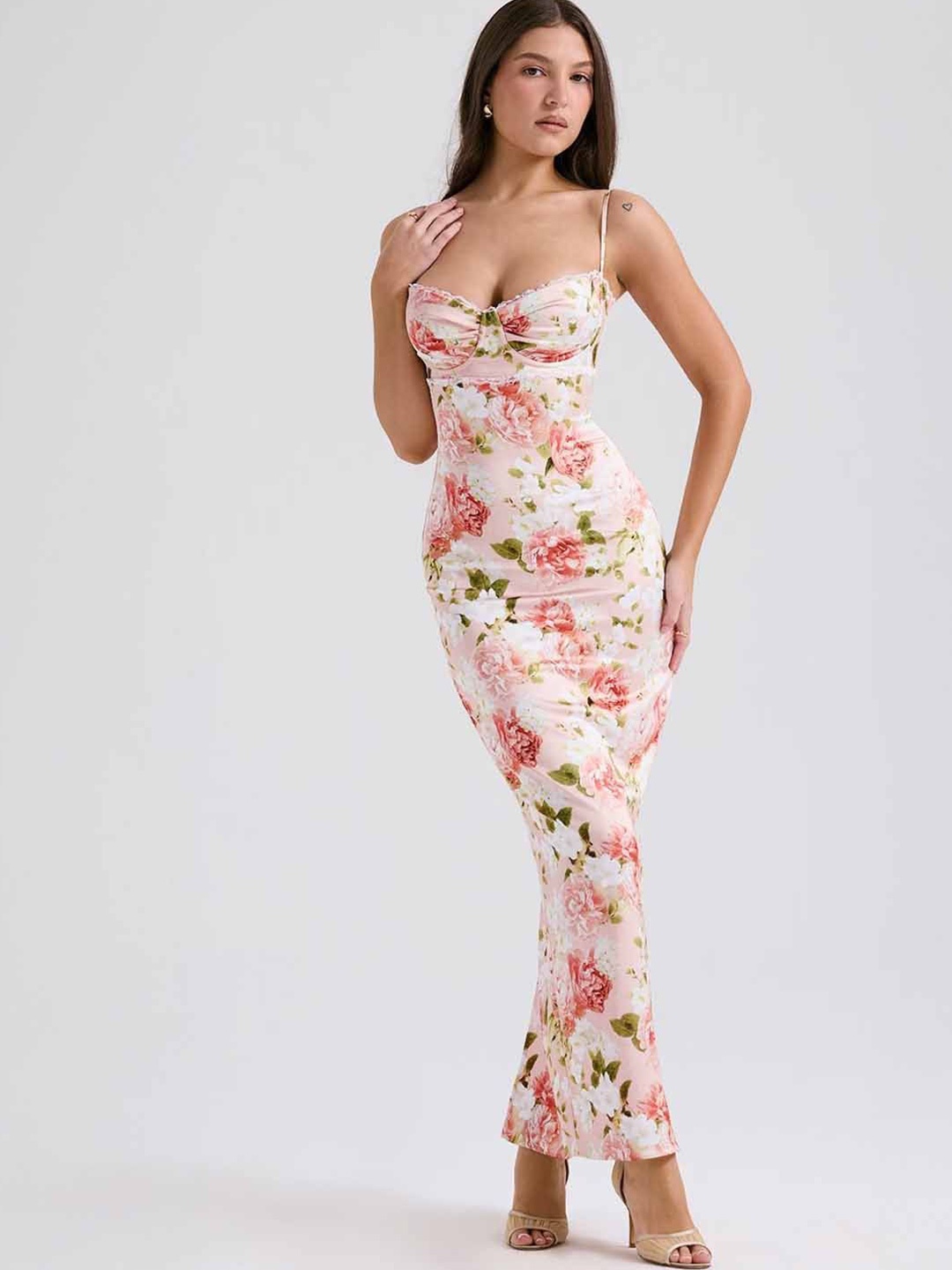 

StyleCast Floral Printed Bodycon Maxi Dress, White