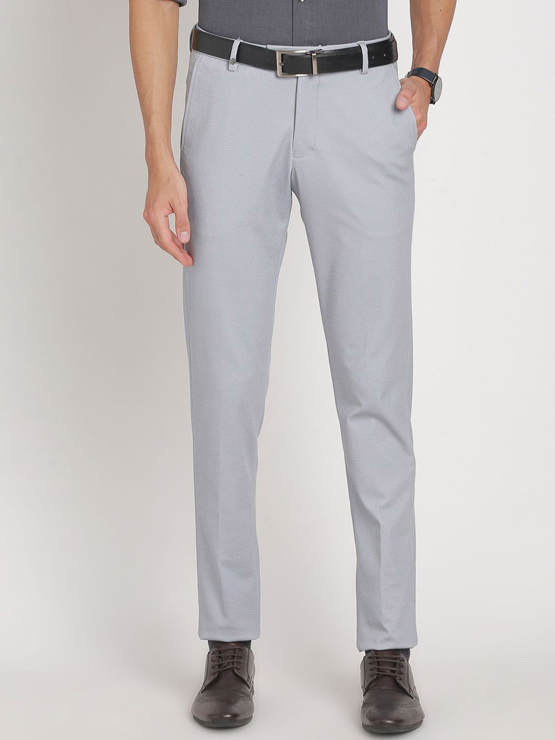 

Turtle Men Tailored Slim Fit Formal Trousers, Grey