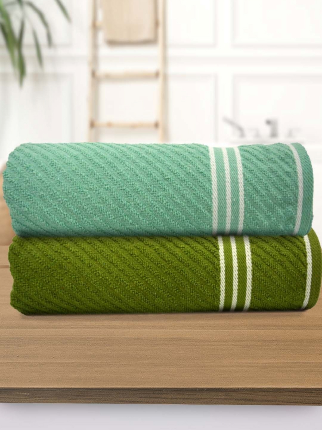 

Aura Green & Sea Green 2 Pieces Cotton 400 GSM Bath Towel