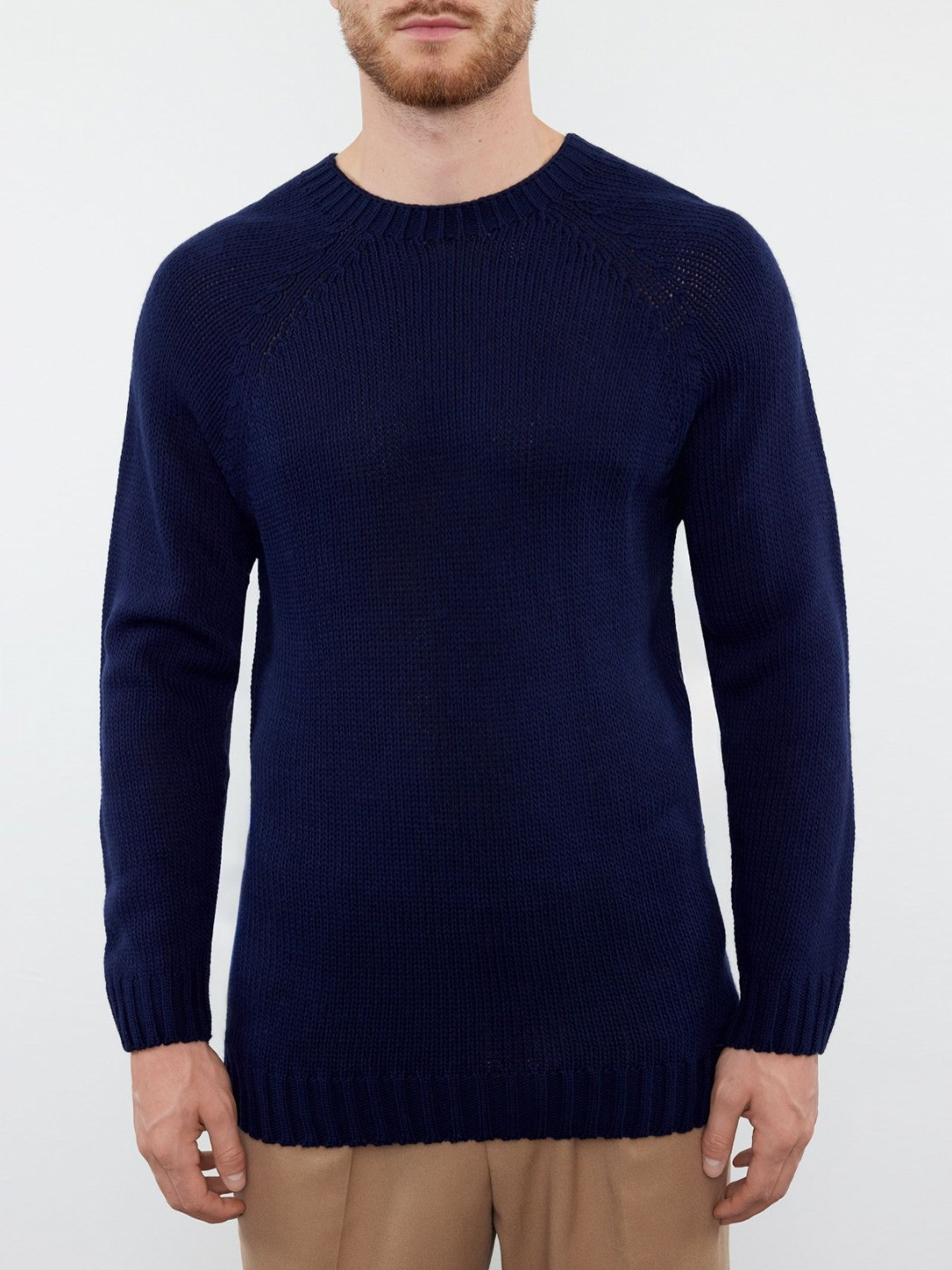 

Trendyol Men Knitted Solid Round Neck Sweaters, Navy blue