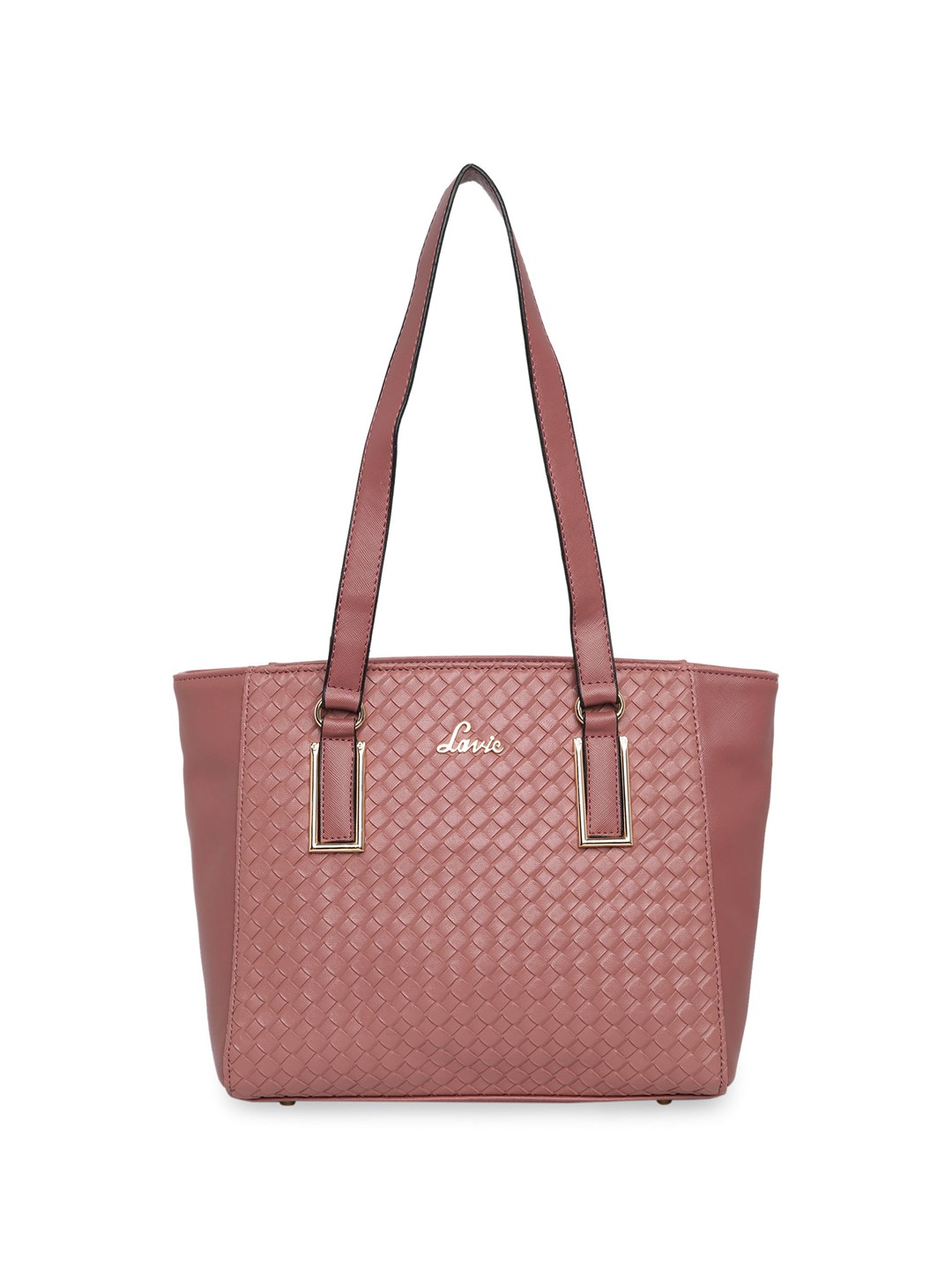 

Lavie Textured Structured Tote Bag with Quilted, Pink