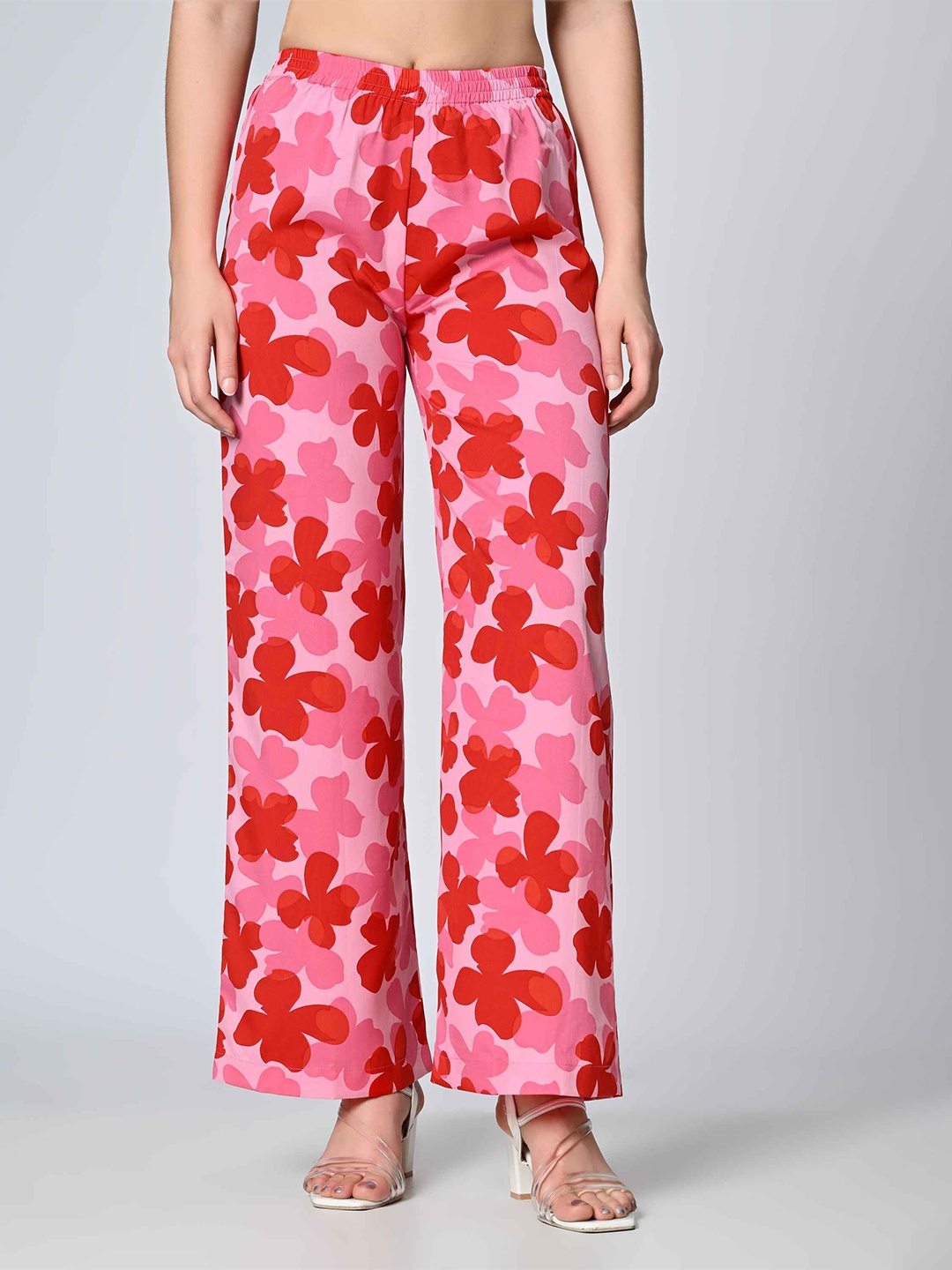

ALL WAYS YOU Women Floral Printed Crepe Palazzos, Pink