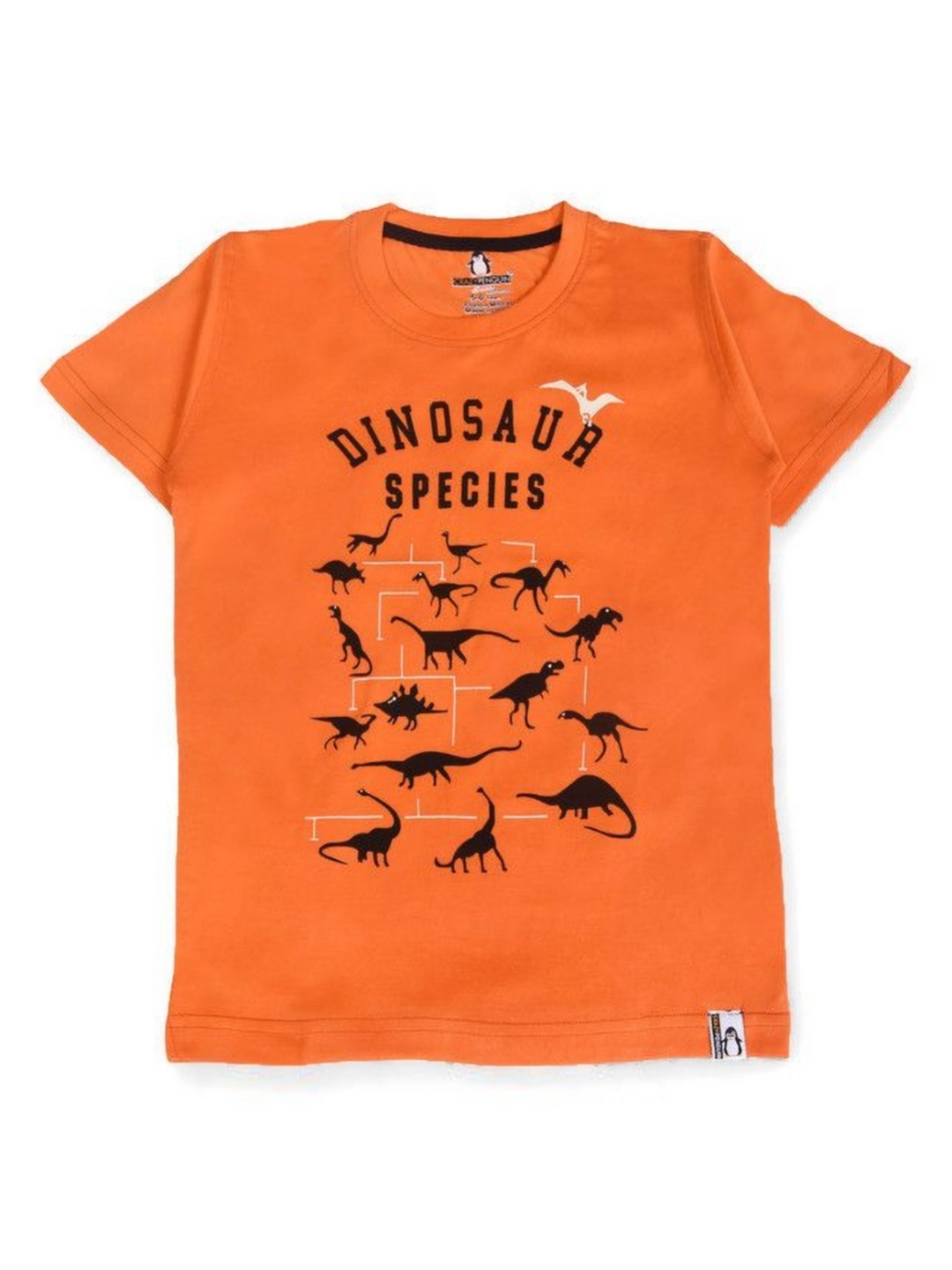 

CRAZYPENGUIN ELITE Boys Typography Printed Round Neck Cotton T-Shirt, Orange