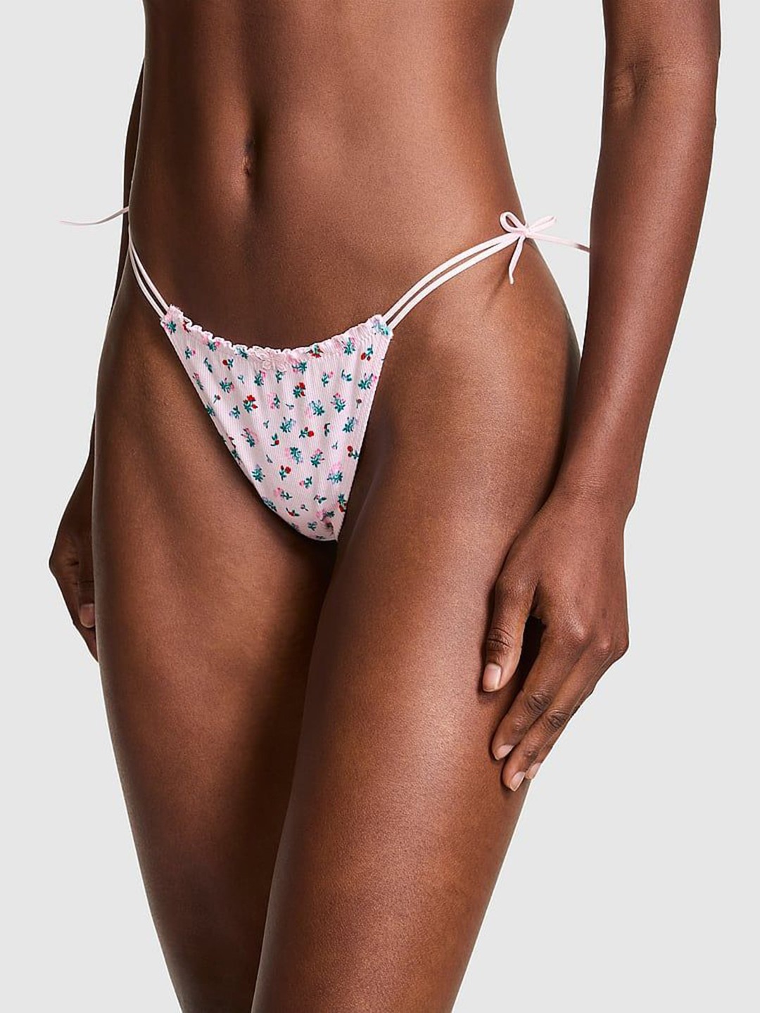 

Victoria's Secret Women Floral Printed Thongs Briefs, Pink