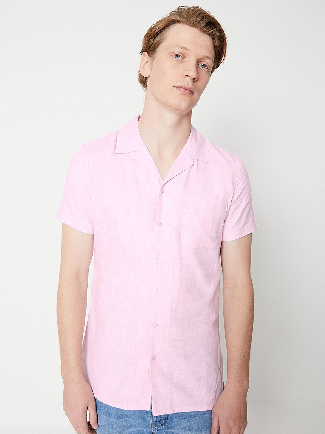 

Burton Pure Cotton Cuban Collar Shirt, Pink
