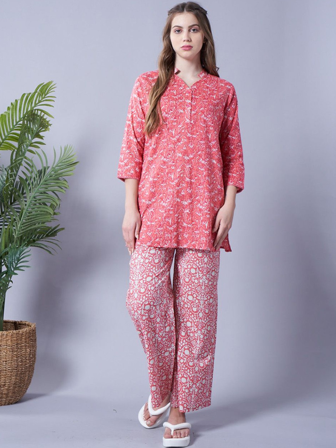 

July Printed Tunic With Palazzo, Red