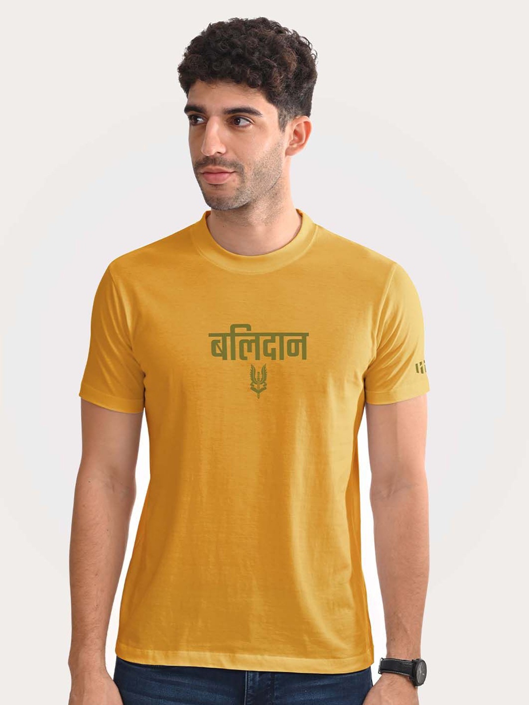 

Aero Armour Unisex Typography Printed Round Neck Cotton T-Shirt, Yellow