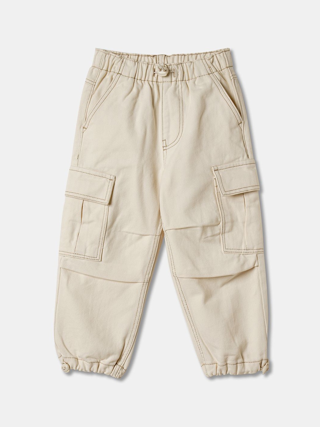 

R&B Boys Mid Rise Easy Wash Cargo Trousers, Beige