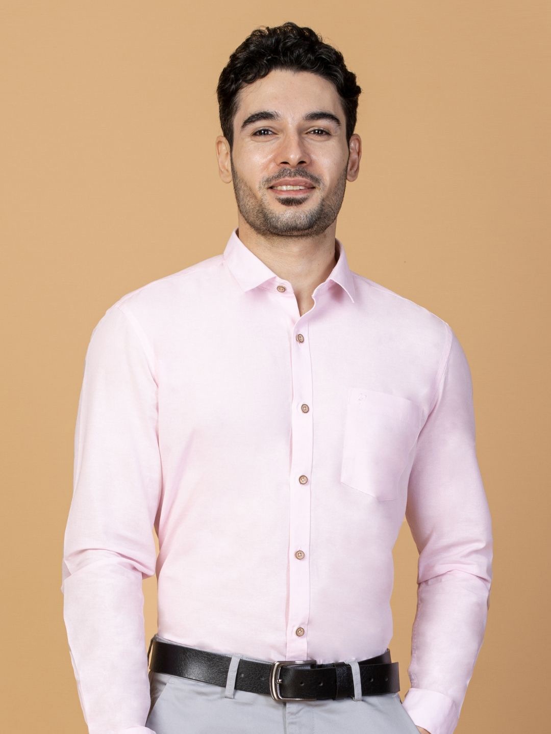 

Berkshire Men Comfort Slim Fit Opaque Formal Shirt, Pink