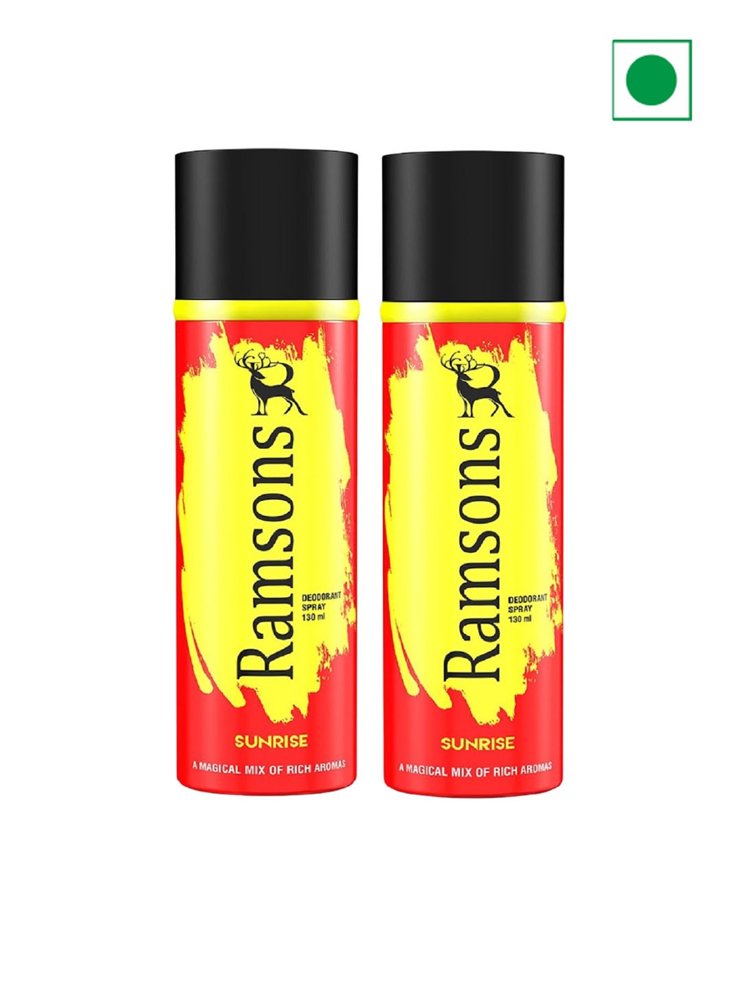 

Ramsons Sunrise Set Of 2 Long Lasting Deodorant Spray 130ml (87g)Each, Multi