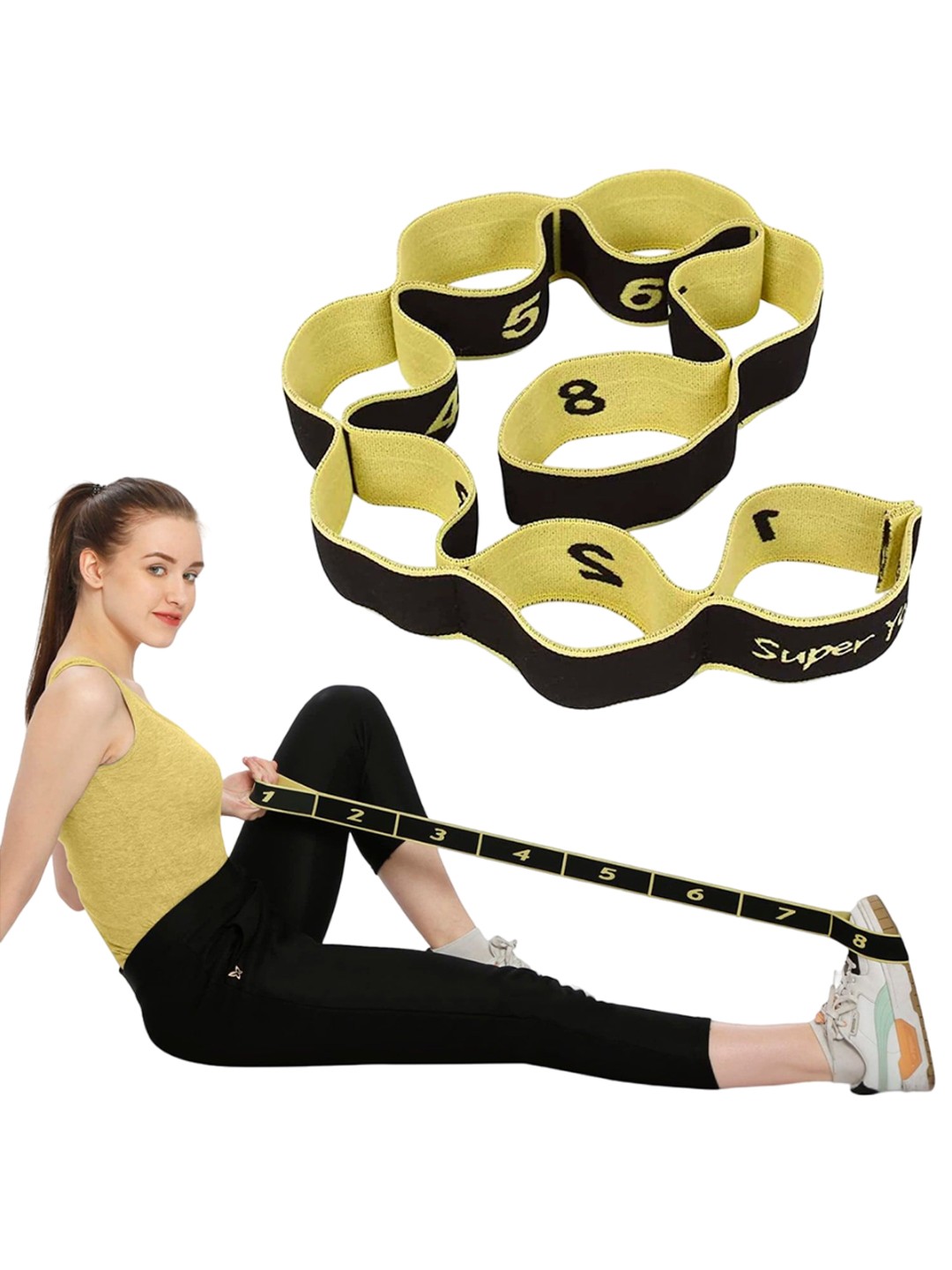 

STRAUSS Multi 8 Loop Yoga Strap & Stretching Belt, Black
