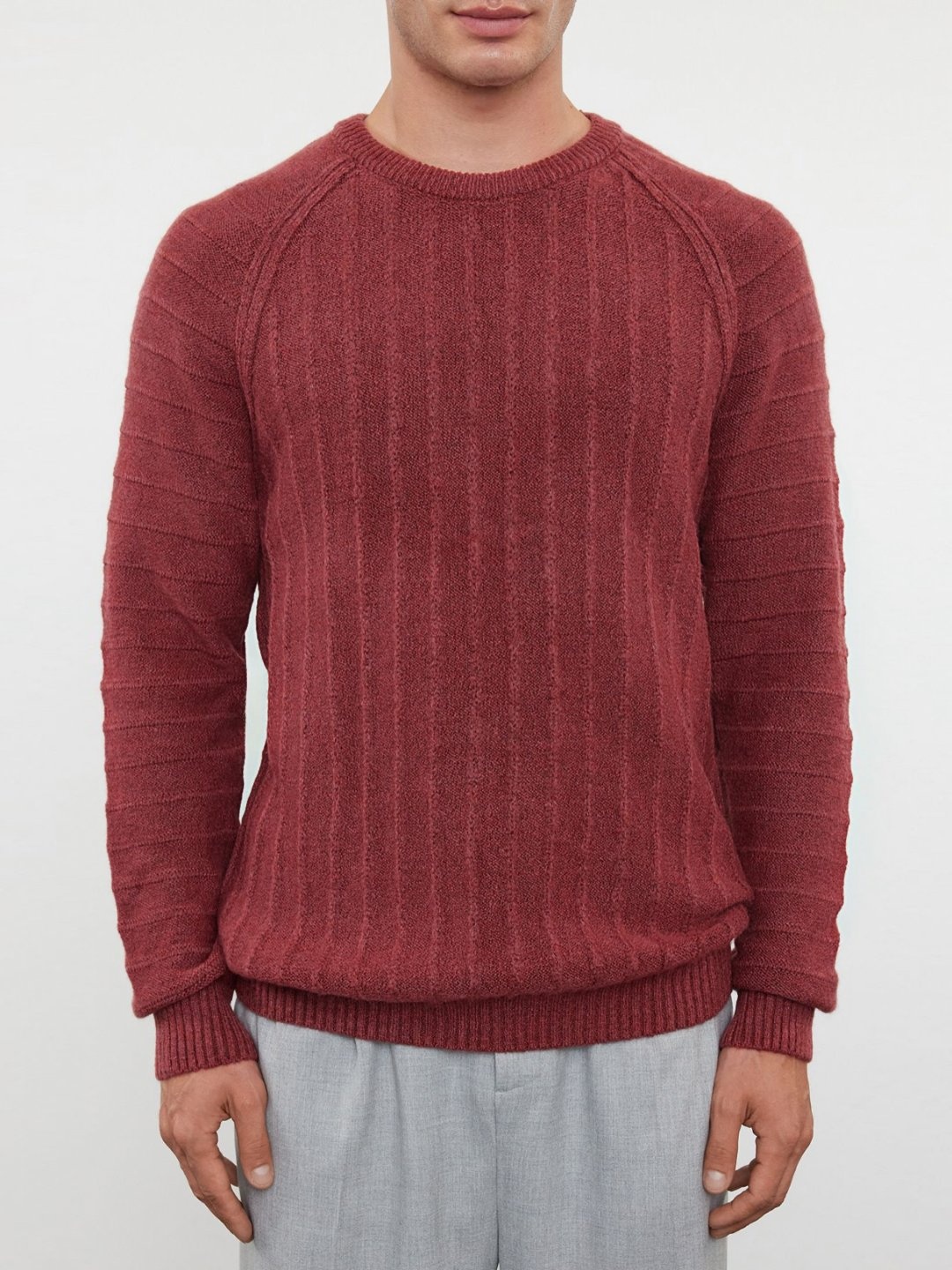 

Trendyol Men Self Design Round Neck T-Shirt, Maroon