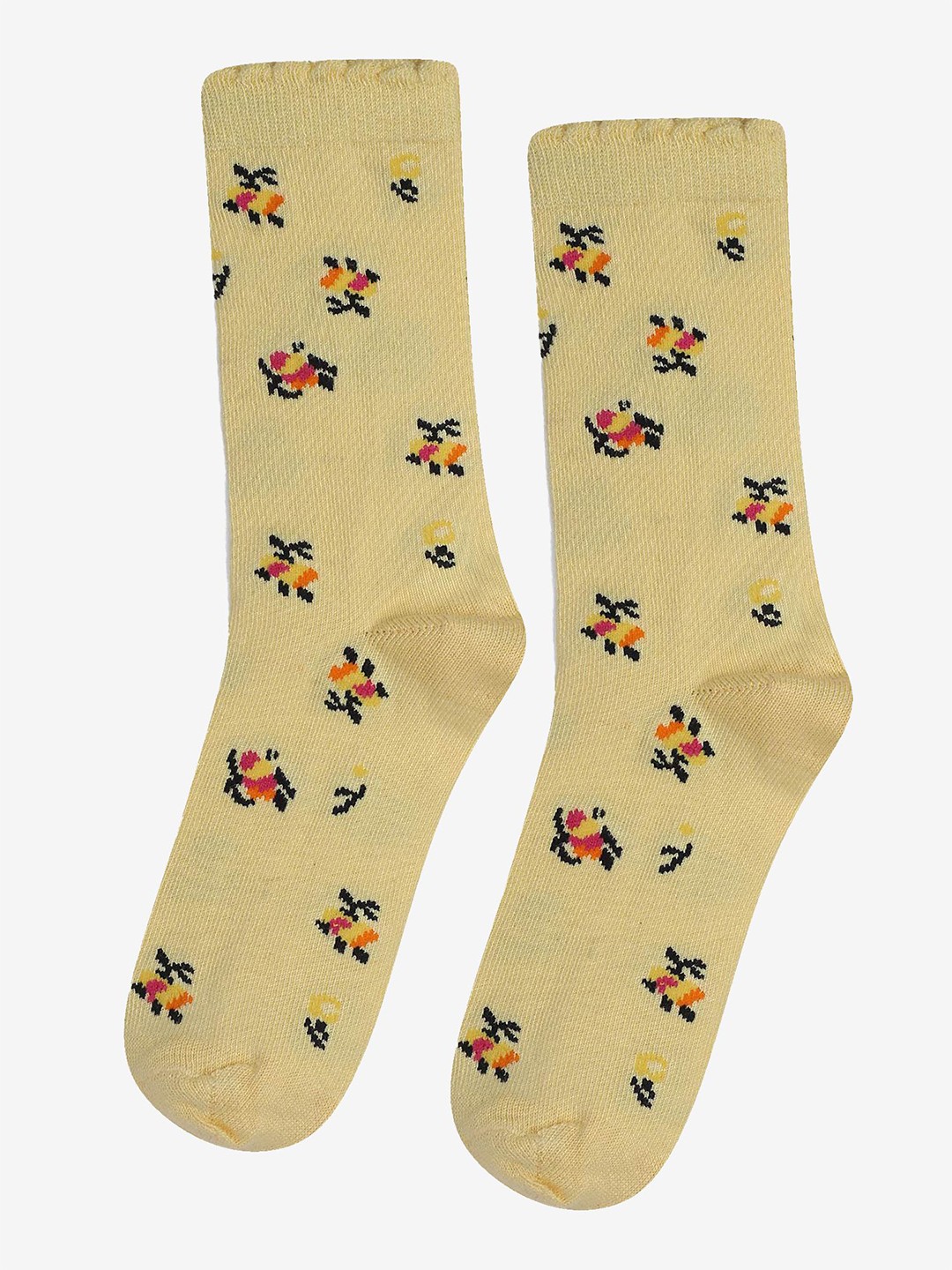 

Bodycare Girls Pack Of 2 Patterned Cotton Calf Length Socks, Lime green