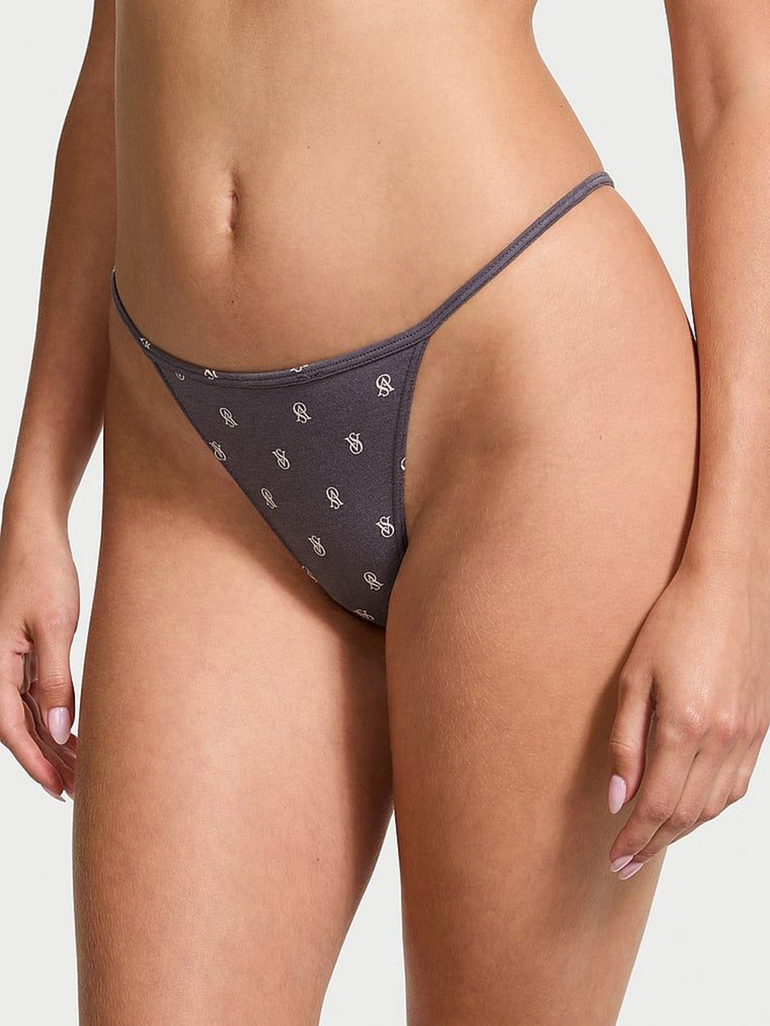 

Victoria's Secret Printed Low Rise Thong Briefs-111734586A2S, Grey