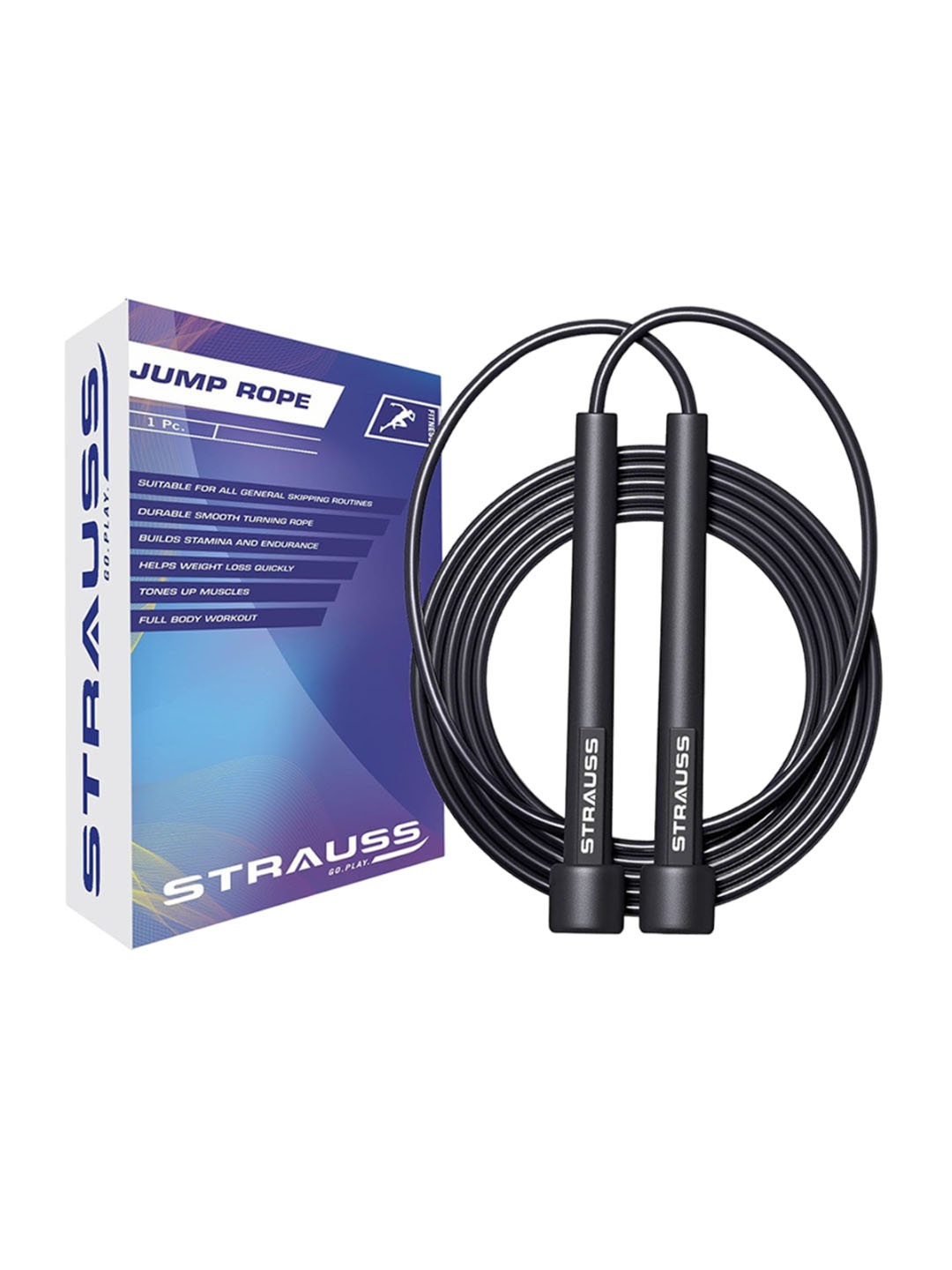 

STRAUSS Adjustable Height Skipping Rope, Black