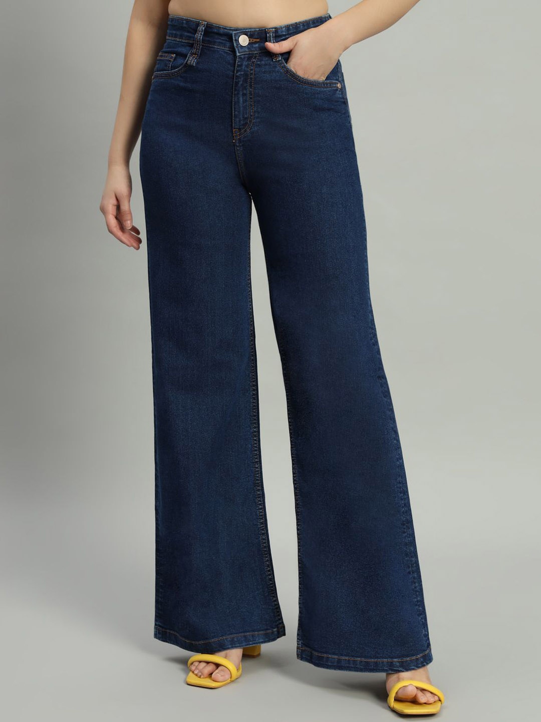 

BAESD Women Wide Leg High-Rise Stretchable Jeans, Blue