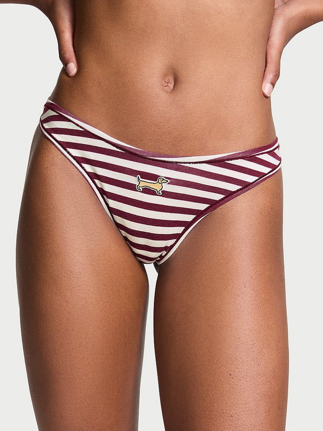 

Victoria's Secret Striped Low Rise Thongs Briefs, White