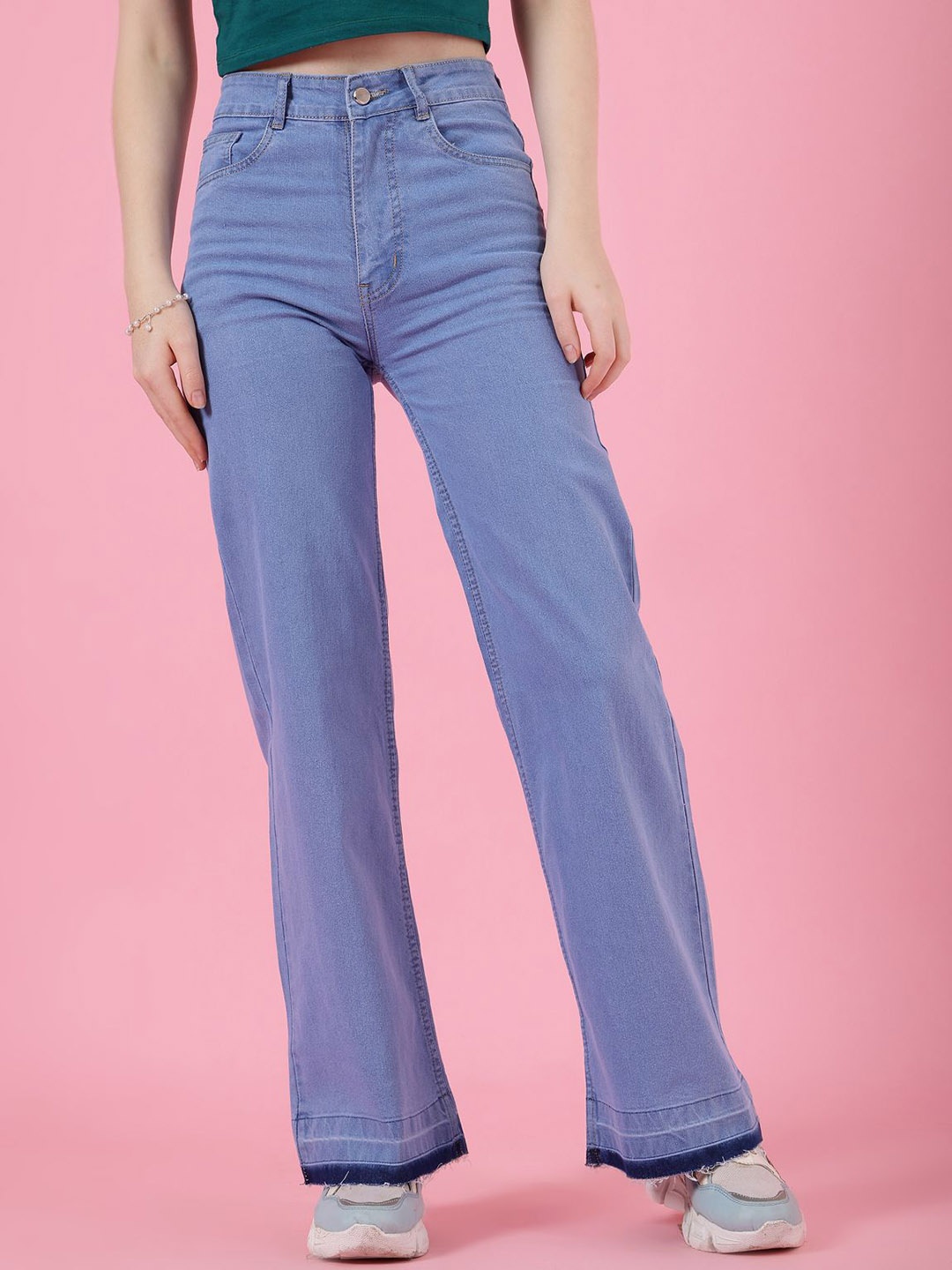 

DressBerry Women Classic High-Rise Wide Leg Cotton Jeans, Blue