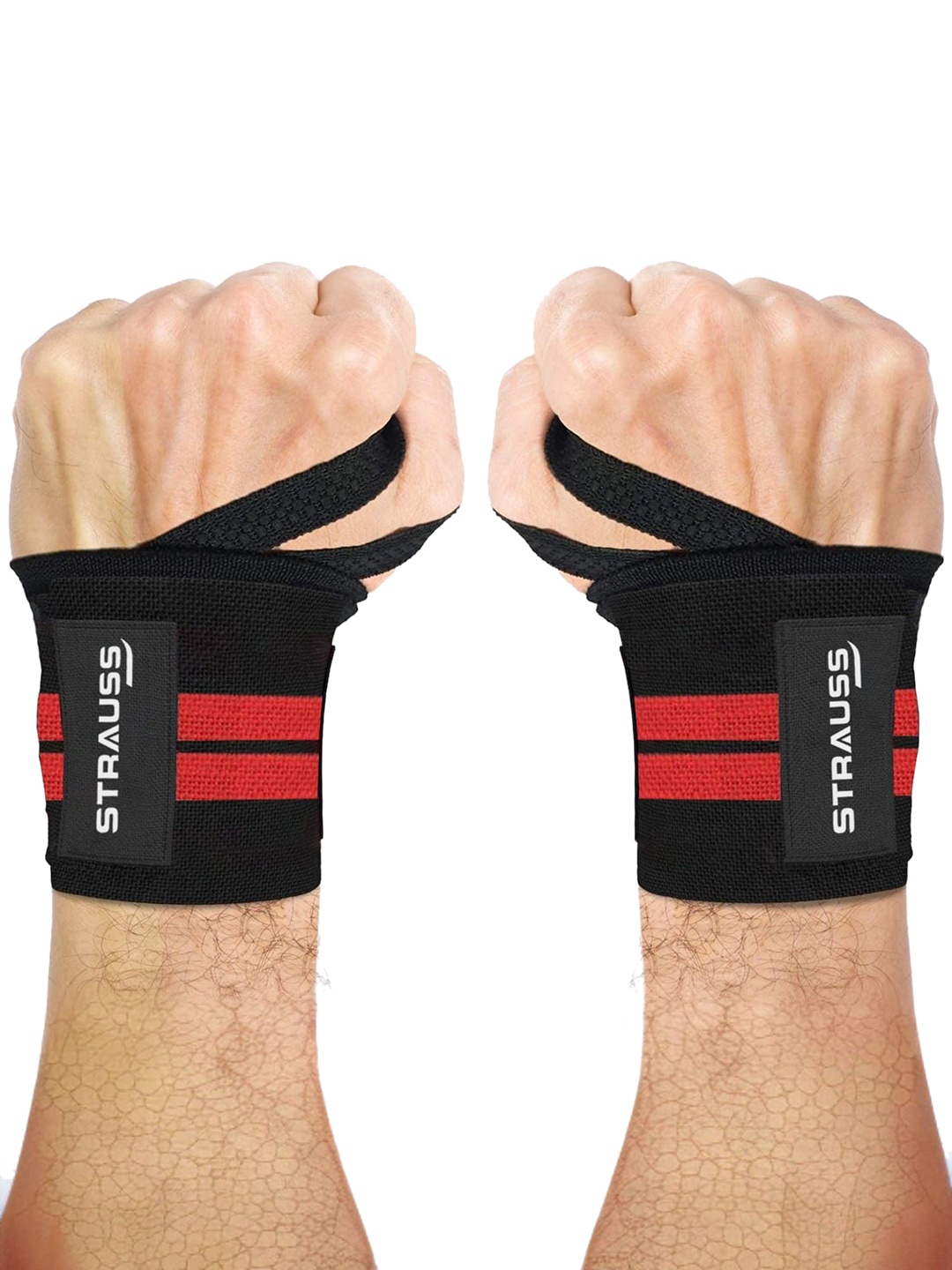 

STRAUSS Cotton Wrist Supporter With Thumb Loop Straps, Black