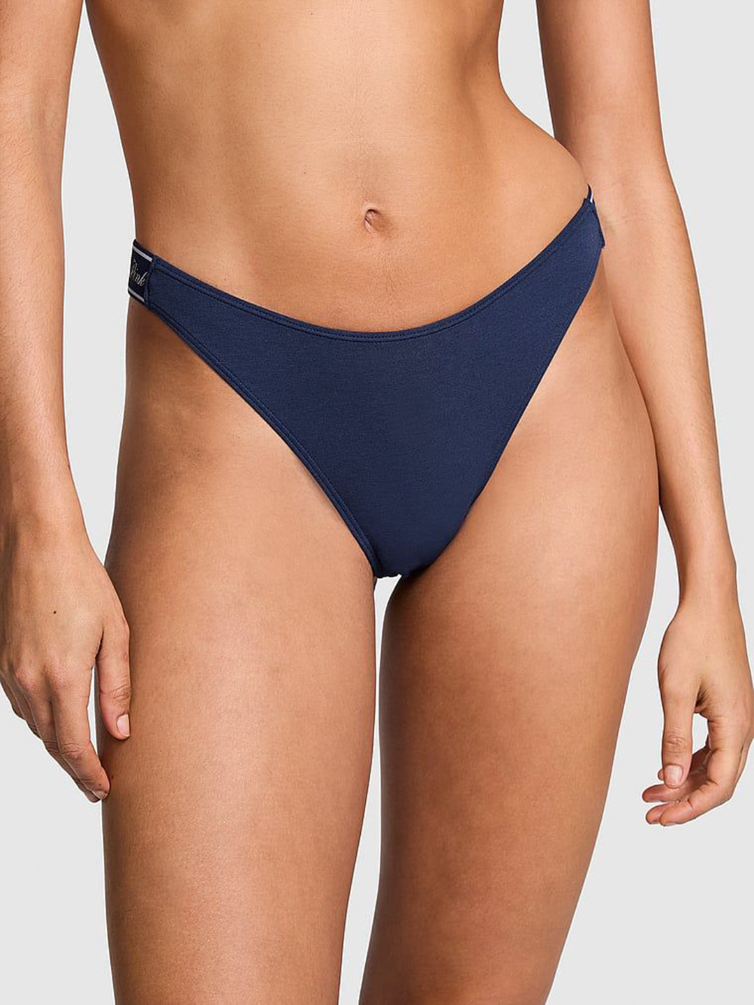 

Victoria's Secret Women Solid Low-Rise Thong Briefs, Blue