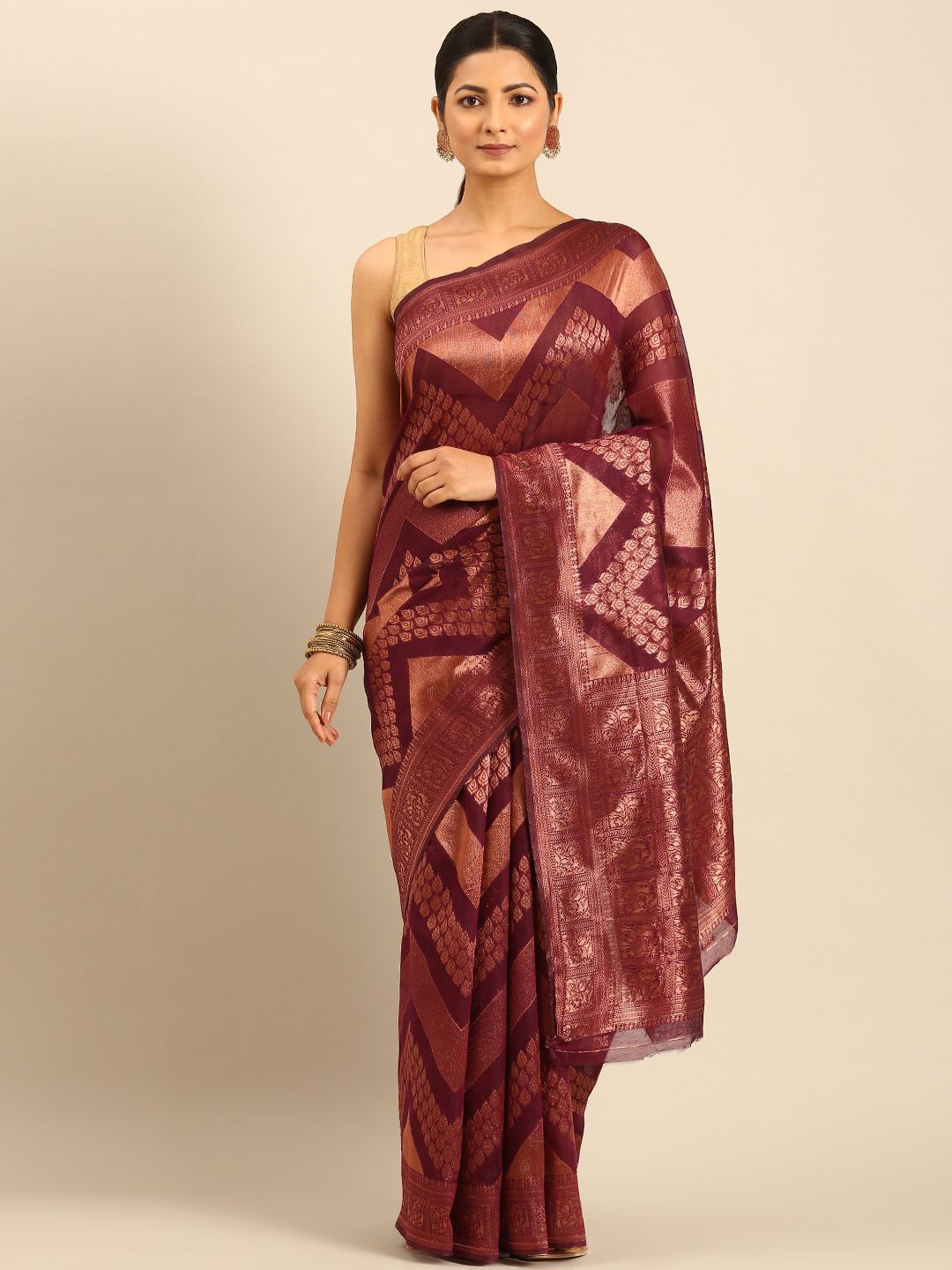 

Fashion Petals Ethnic Motifs Zari Saree, Purple