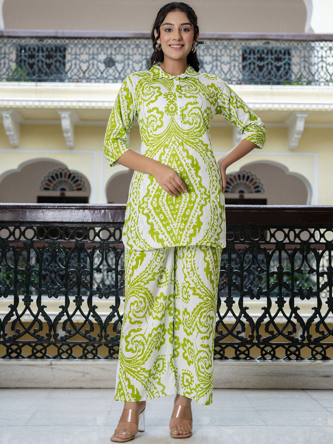 

HIVDO Printed Tunic With Palazzo, Green