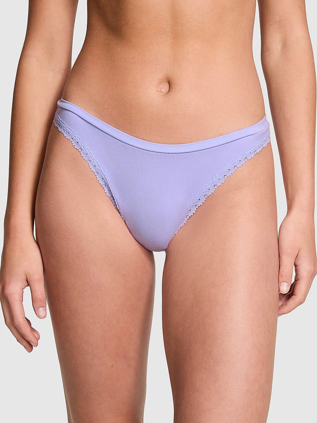 

Victoria's Secret Laced Thong Briefs 112507172O2K, Purple